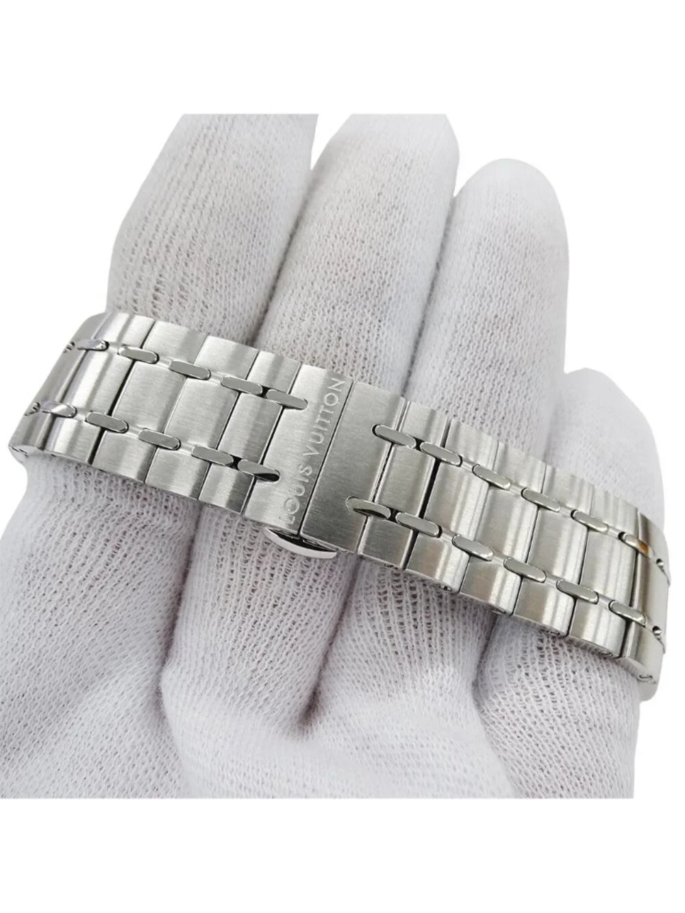 Louis Vuitton Watch Tambour Moon Dual Time Quartz Stainless Steel Silver